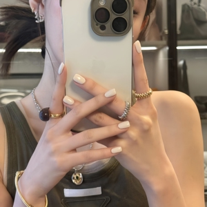 手工光疗美甲片小红书同款纯色亮面防水穿戴甲可拆可卸假指甲
