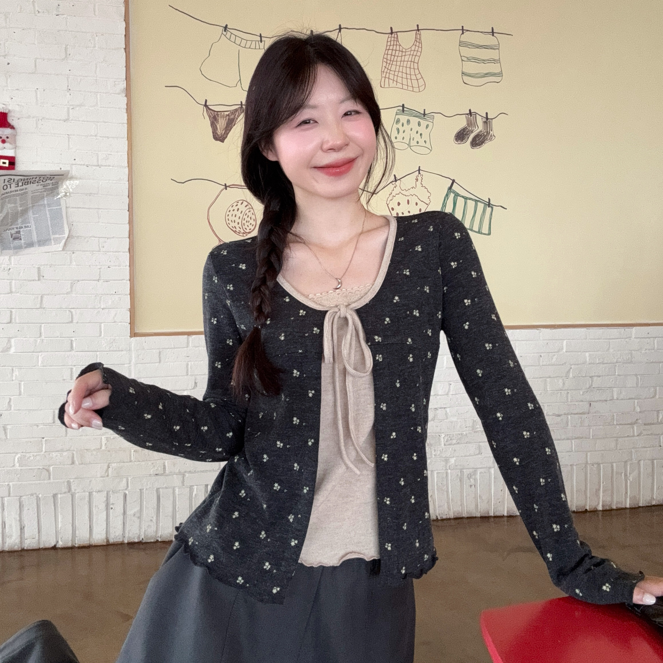 哺乳装外出秋季大码假两件碎花长袖开衫产后辣妈款显瘦喂奶期上衣