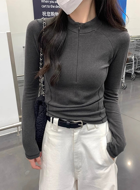 哺乳上衣秋冬大码拉链鱼骨德绒长袖T恤辣妈款外出产后喂奶打底衫