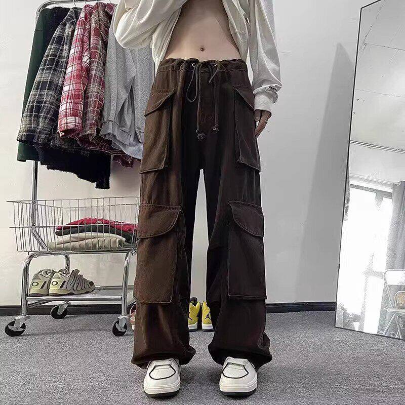 机能美式搭配男束脚阔腿工装裤春秋哈伦裤裤子潮牌宽松复古马丁靴