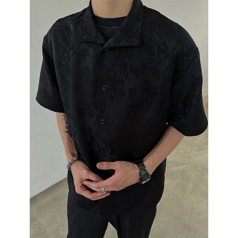 立领新款男新中式穿腰果花翻领