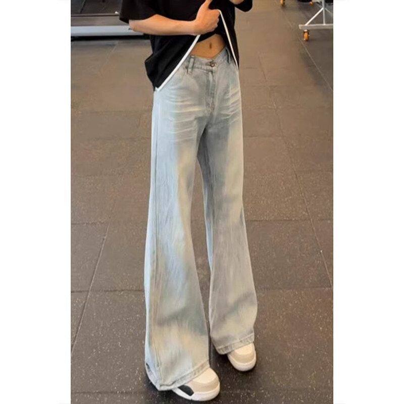 直筒anfit男格裤子春夏浅色提档vibe风c款美式le牛仔裤微喇裤版型