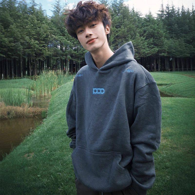 男款重磅帽衫连帽痞帅刺绣美式情侣卫衣外套潮牌秋冬设计感深灰色