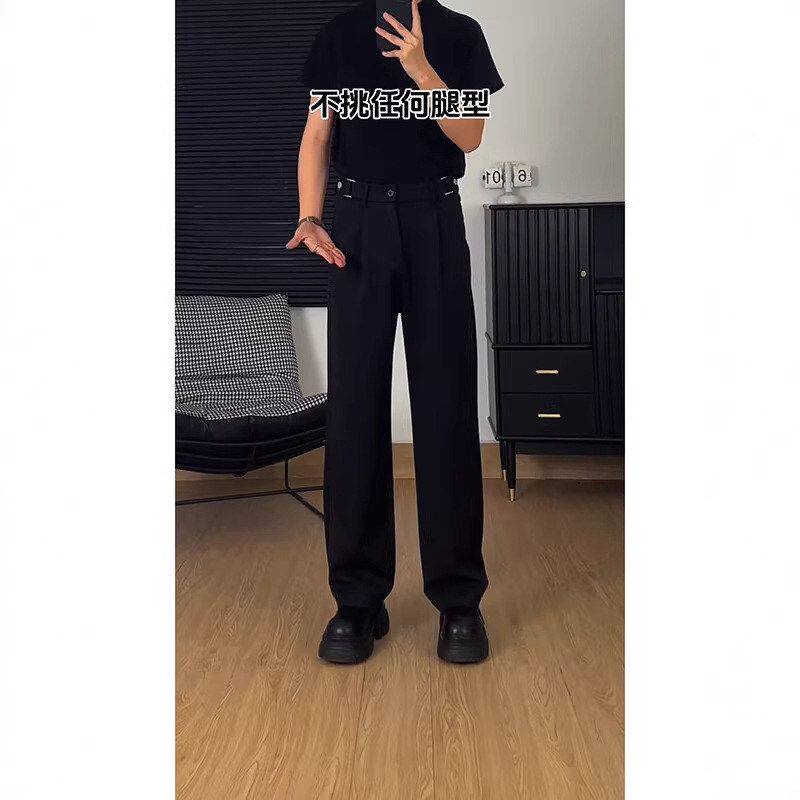 潮牌垂感高级感西装裤男款西裤高腰吉拉直筒显腿长休闲马黑色长裤
