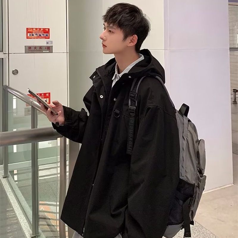 美式hiphop工装春秋季高街黑武士冲锋衣潮牌痞帅机能外套男风夹克