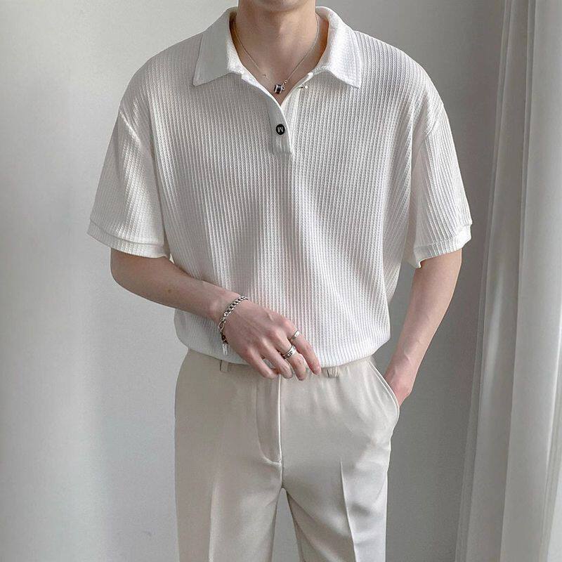 潮牌风半袖短袖上衣男士T潮韩版夏季2022olo翻领p体恤轻熟衫男装