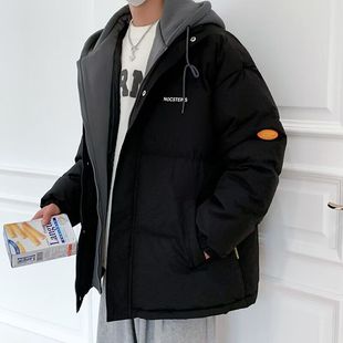 服新款外套保暖棉服假两件潮牌子2024秋冬面包加厚男男装棉袄连帽