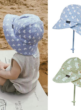 ins爆款儿童帽子男女宝宝夏季防晒帽户外遮阳帽防紫外线护脖帽bd