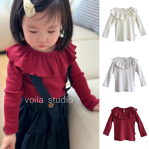 mar莫代尔花边领长袖上衣打底