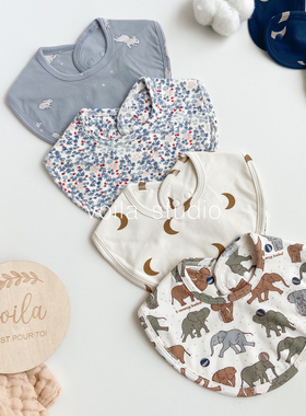 丹麦宝宝棉质防水围嘴婴儿A类口水巾围兜防吐奶ks柔软双面口水兜