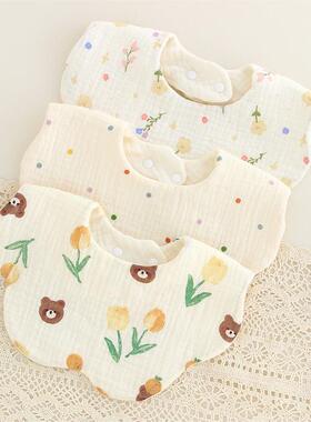 voila六层棉纱布花瓣围嘴婴儿口水巾360度新生儿围兜婴儿防吐奶巾