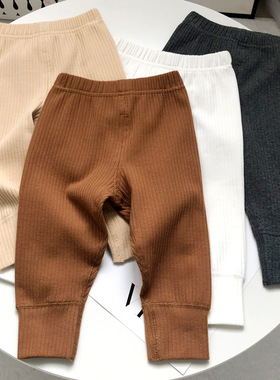 ins爆款 婴儿裤子宝宝坑条针织裤婴幼儿春装长裤ins风无骨跨境