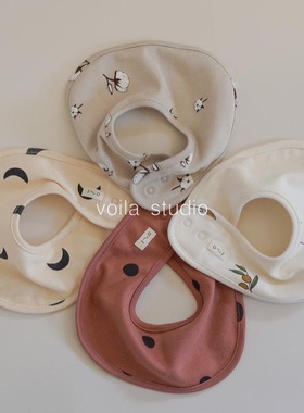 voila宝宝口水巾ins风婴儿四季吸水围嘴新生儿童纯棉碎花男女丹麦