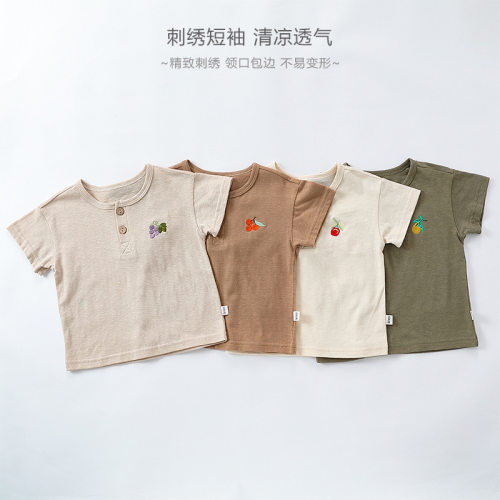宝宝全棉上衣短袖t恤夏洋气圆领