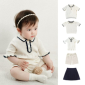 丹麦宝宝针织短袖 上衣纯棉T恤短裤 半身裙fub学院风洋气百搭男女童
