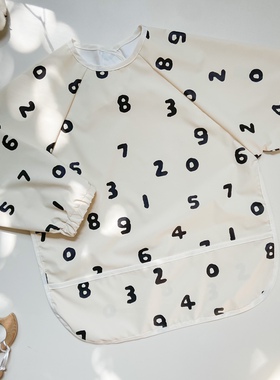 超柔宝宝罩衣儿童防水反穿衣幼儿园吃饭衣围兜长袖春秋冬薄款清新