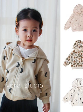 ins宝宝连帽卫衣春秋外套开衫A类纯棉儿童小童外出服薄绒拉链长袖