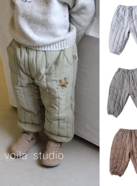 北欧风宝宝秋冬棉裤防风冬季夹棉长裤儿童加厚保暖裤子幼儿园A类