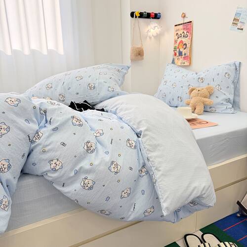 吉伊卡哇小八卡通双层纱四件套可爱猫咪被套床单人宿舍床上三件套