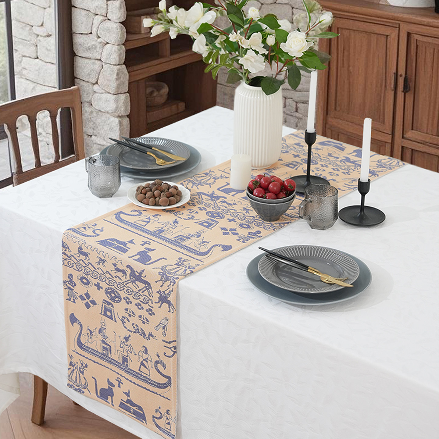 复古桌旗美式高级感长条餐桌旗布