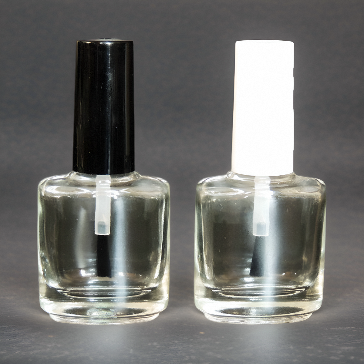 15ml外贸出口指甲油瓶玻璃瓶扁型状杜邦毛宽刷透明瓶胶水补漆瓶批