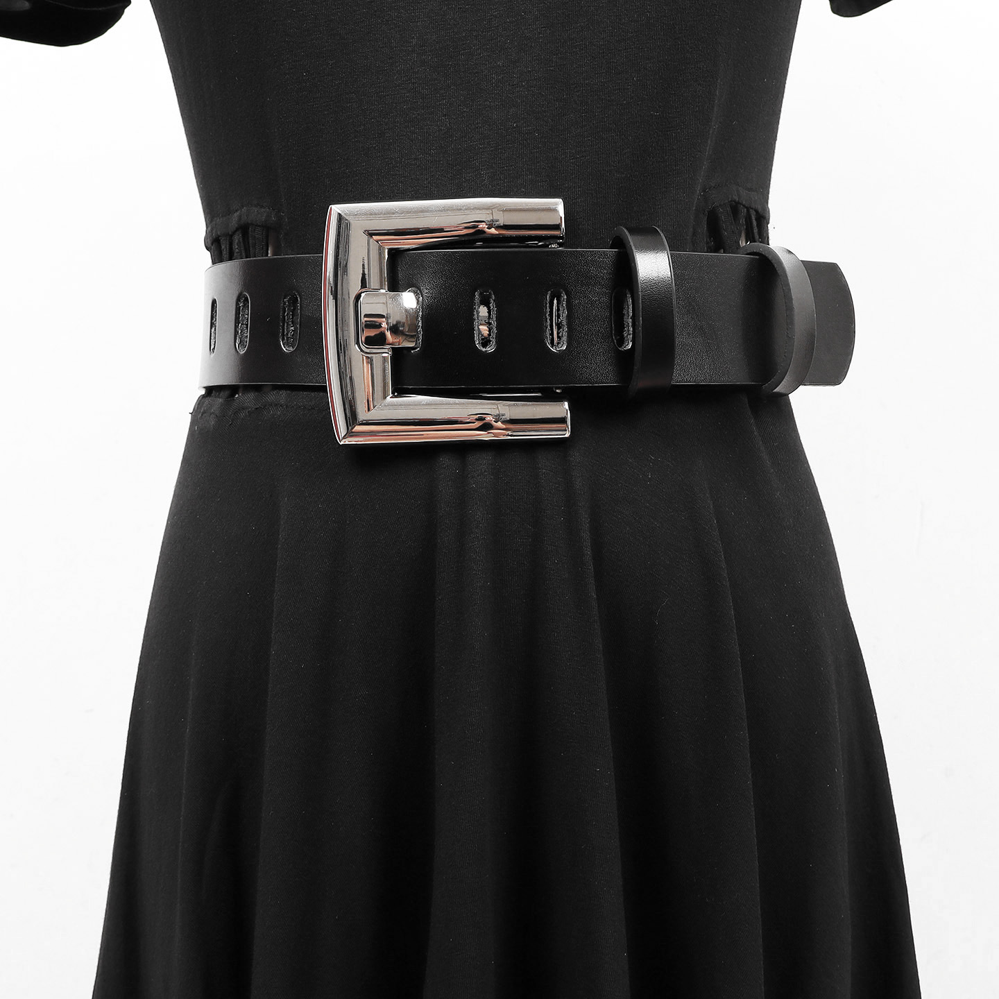 方头高级感牛皮宽腰带女款2025新款金色银色皮带