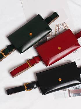 2021新款小众设计横竖AB腰带腰包小方包女迷你零钱包简约百搭黑色