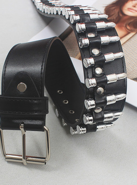 超酷亚文化y2k子弹弹头腰带黑色辣妹朋克中性个性男女牛仔裤皮带