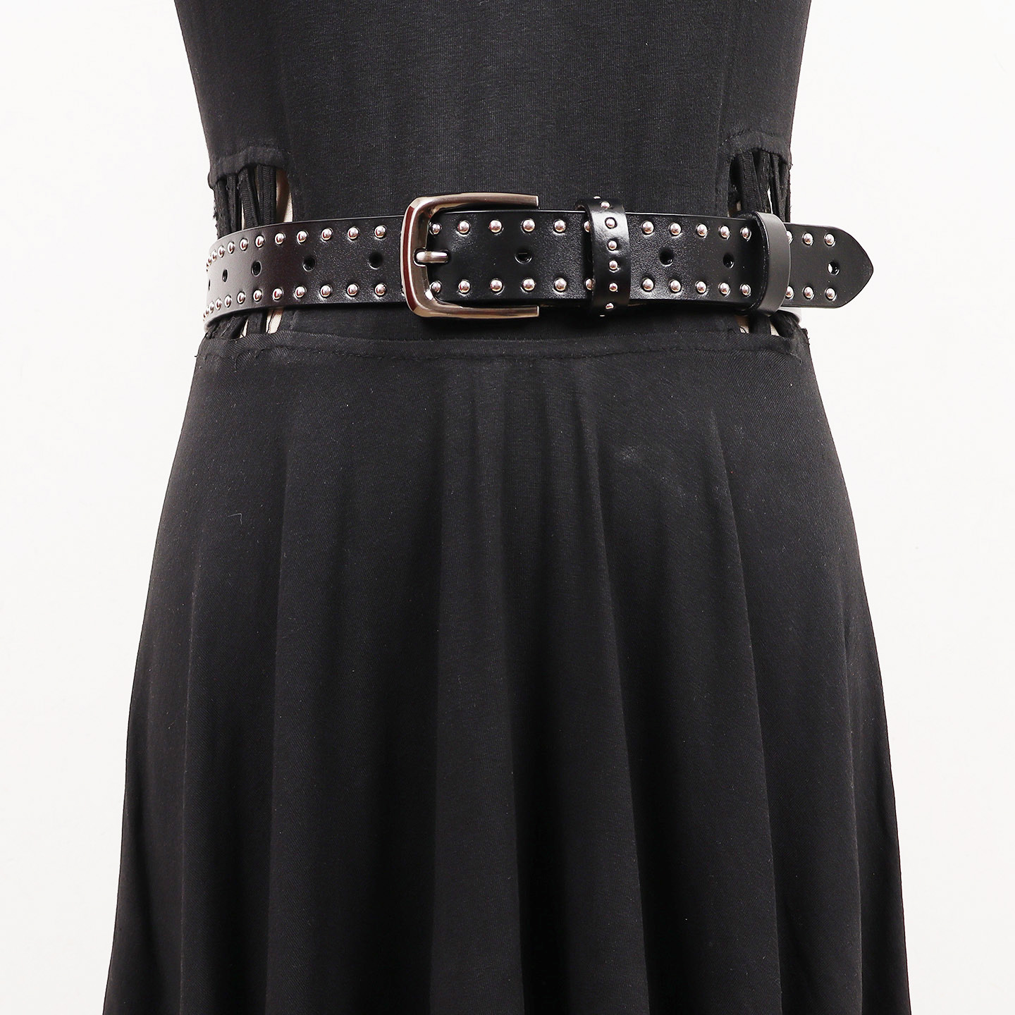 皮带女真皮装饰秋冬免打孔铆钉小众时髦设计INS风配牛仔裤腰带女