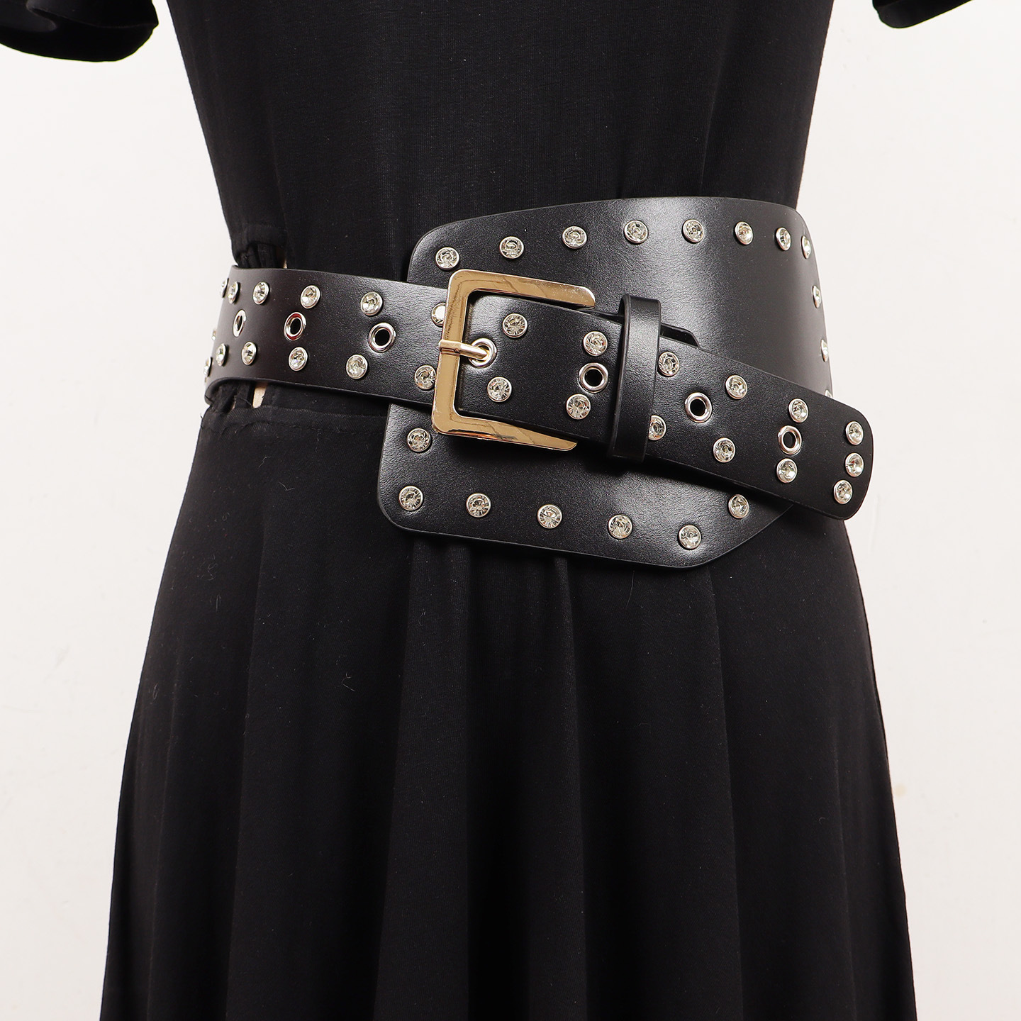 韩国小众款式气质复古百搭男女西部风复古铆钉不规则裤腰带pu皮带