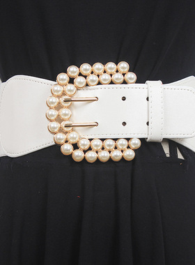 腰带女宽腰封装饰腰饰配裙子毛衣大衣时尚百搭黑色红色米白色皮带