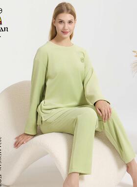 稻草人女士秋冬厚款加绒运动家居服套装套头海岛绒休闲睡衣34246