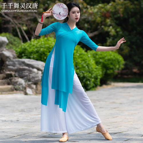 古典舞国风身韵飘逸网纱旗袍纱衣