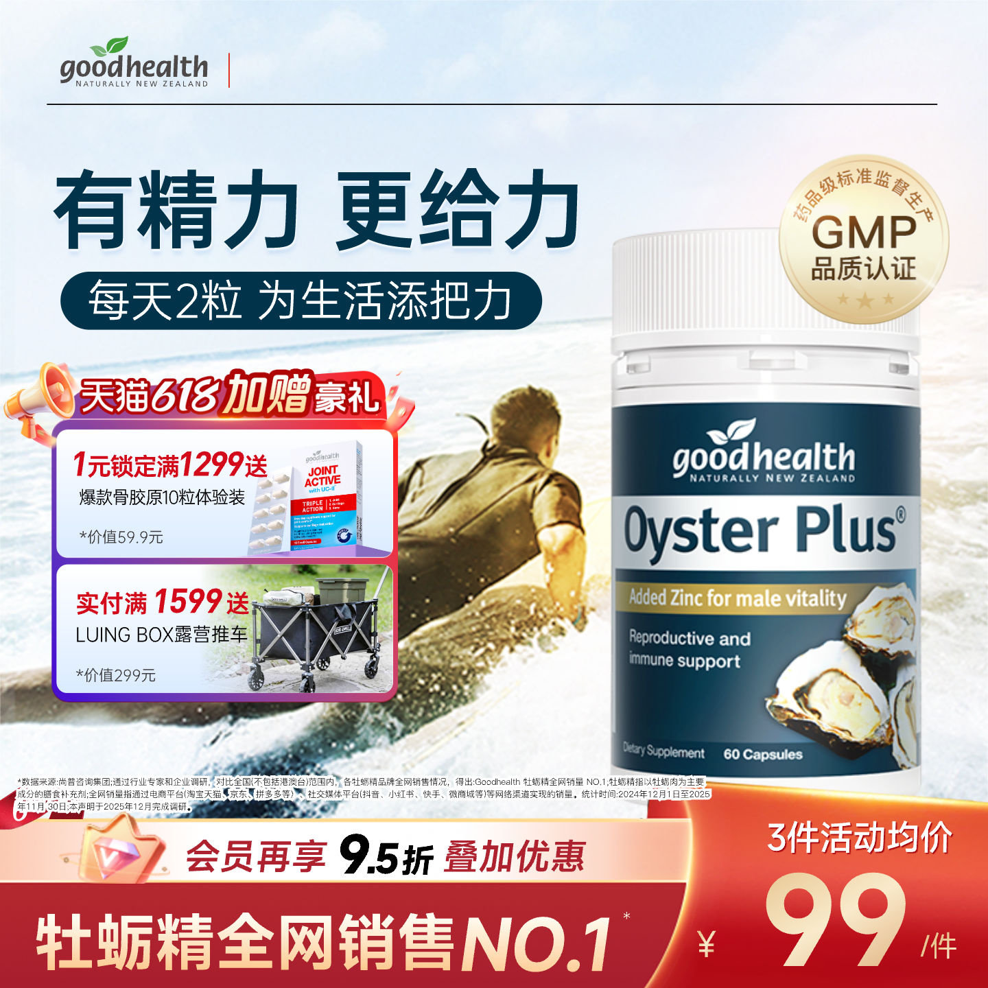 goodhealth牡蛎精华牡蛎肽补锌片肾精氨酸锌滋补男性成人保健品
