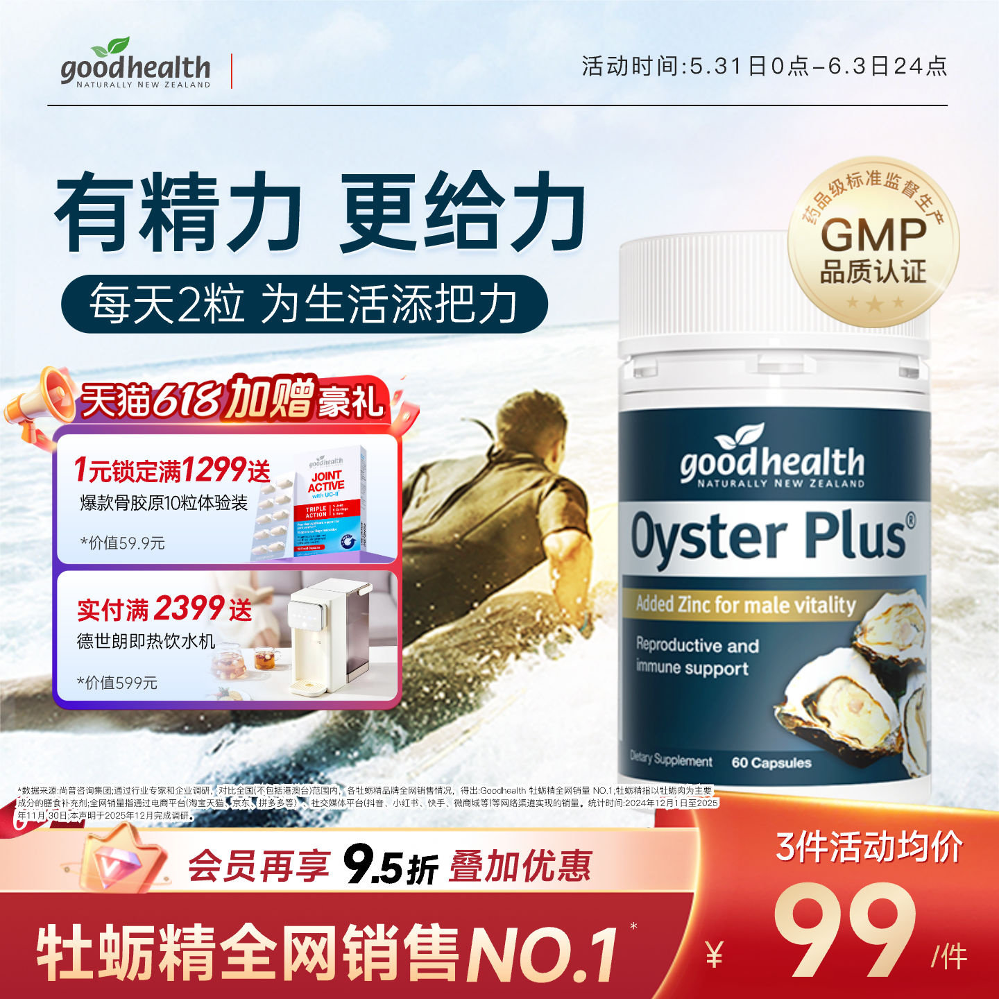 goodhealth牡蛎精华牡蛎肽补锌片肾精氨酸锌滋补男性成人保健品