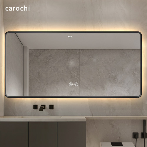 浴室镜方形铝合金玻璃洗脸台带灯