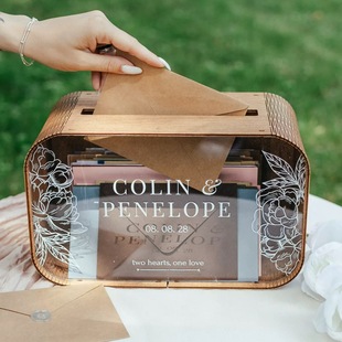 欧式结婚礼金投放盒婚礼贺卡盒木质个性化签箱钱箱结婚礼森系定制