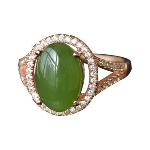 天然和田玉碧玉戒指俄罗斯碧玉戒指女款无黑点带证书送女友礼物