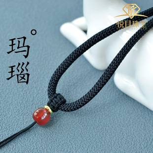 手工编织红玛瑙项链挂绳玉坠绳玉石佛观音玉佩吊坠挂脖粗细男女款