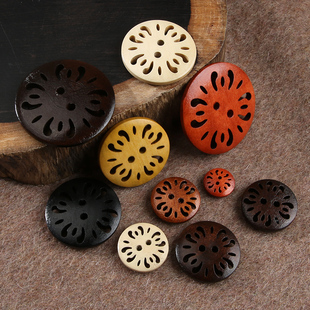 圆形镂空复古木质纽扣高档毛衣大衣裤子大衣纽扣钮扣百搭外套扣子