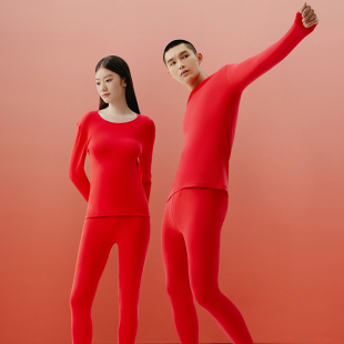 三枪保暖内衣本命红鸿运纯棉男女秋衣秋裤 24187 大红情侣保暖套装