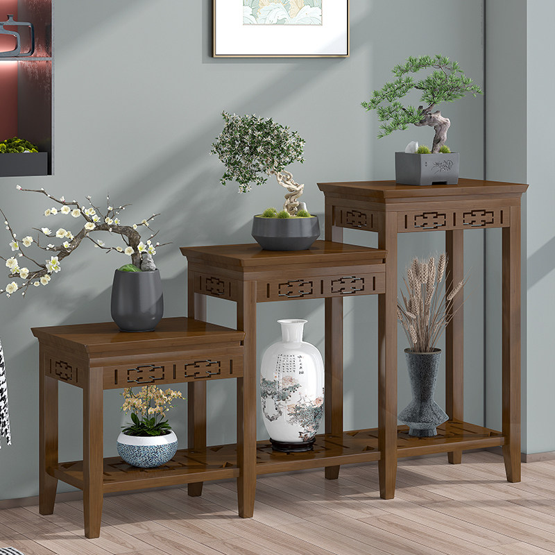 新中式仿古花架子客厅落地式2022新款花盆架植物摆放架室内盆栽架