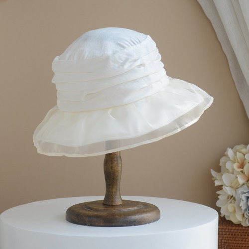 优雅赫本桑蚕丝防晒渔夫帽女时尚