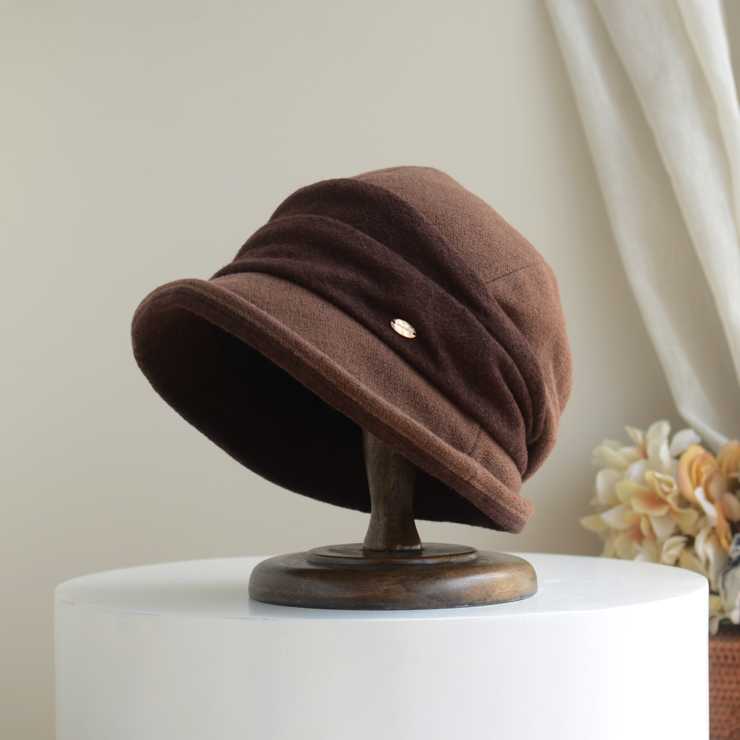 渔夫帽女秋冬日系简约羊毛堆堆帽