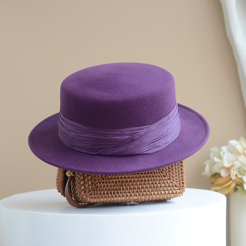 气质英伦风纯羊毛礼帽女优雅复古