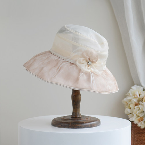 100%桑蚕丝大檐防晒帽女韩版仙气