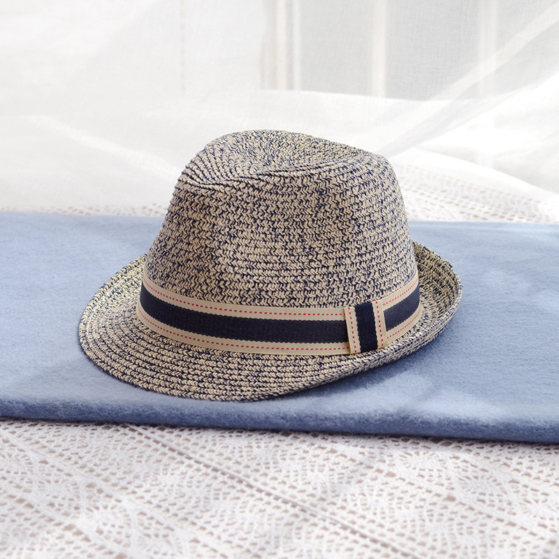 度假帽子男春夏天韩版时尚百搭草帽卷边小礼帽女英伦沙滩帽爵士帽