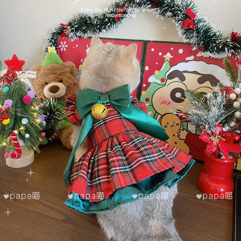 PPM 宠物衣服连衣裙比熊泰迪裙子狗狗猫咪圣诞节公主连衣裙小礼服