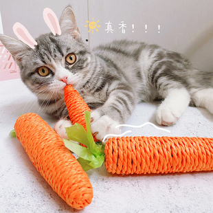 纸絮麻绳胡萝卜磨牙抓咬猫咪玩具胡萝卜猫玩具猫咪逗猫棒奶猫磨牙