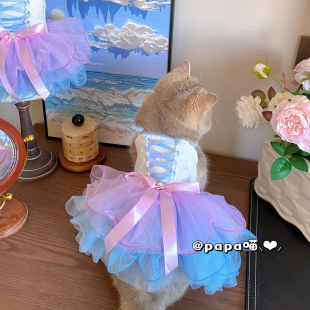 PPM超美 宠物婚纱裙子猫咪公主裙结婚礼服 小狗狗陪嫁衣服春夏薄款